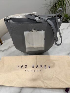 Ted Baker Light Gray Leather Top-Handle Crossbody